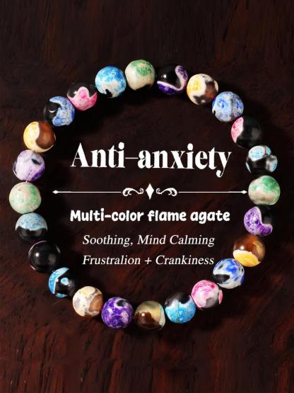 1PC 8mm Fire Agate Bracelet for Women, Natural Stone Bracelet for Relaxation and Clarity, Perfect Gift for Any Occasion, Beaded Bracelets