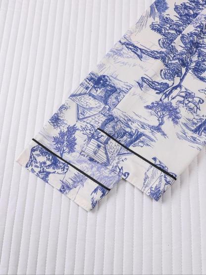 Women's 2-Piece Pajama Set, Leopard Print, Long Sleeve Button-Down Top & Elastic Pants, Casual Fall Winter Sleepwear