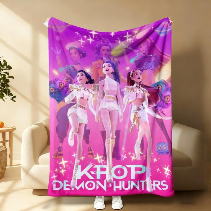 K-Pop Demon Hunters Dream Blanket Soft Warm Throw For Fans Women Girls & Kid Perfect Gift For Decor Daily Rest Ideal For Living Room Sofa Christmas Halloween Birthday Gift,Zoey,Ruimi,MiRa,Jinu,Huntrix,Kpop Demon Hunters Merch, Christmas Gift