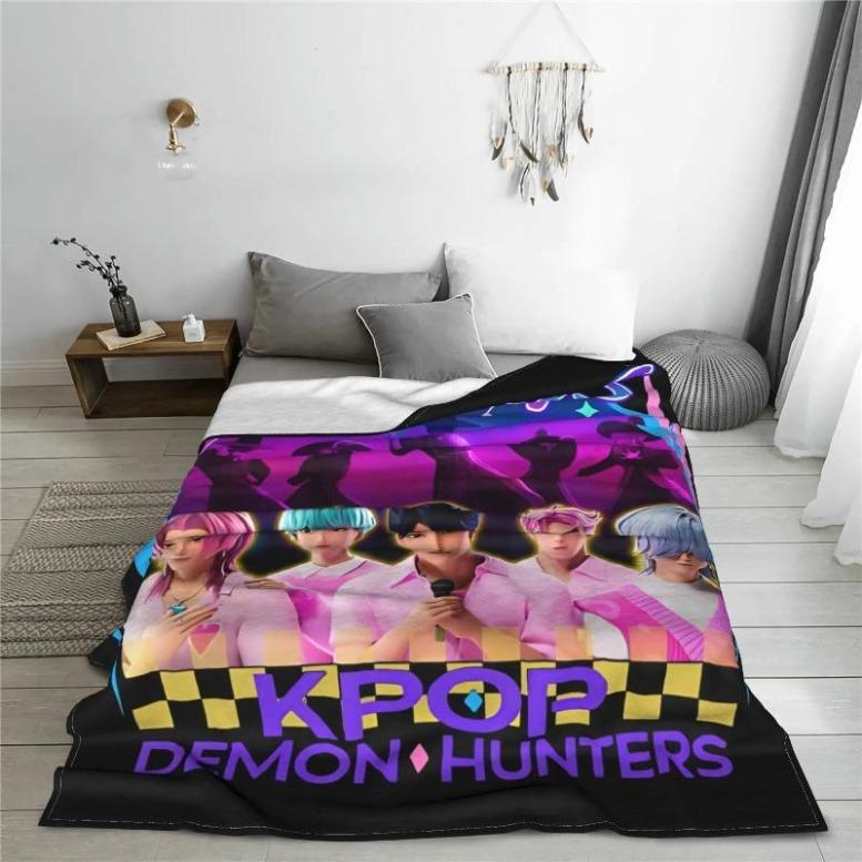 Saja Boys Kpop Demon Hunters Blanket Flannel Summer Multifunction Warm Throw Blanket For Bed Couch Bedspreads, Christmas Blanket, Christmas Gift, Thanksgiving Blanket, Gift For Men & Women, Gift For Kids