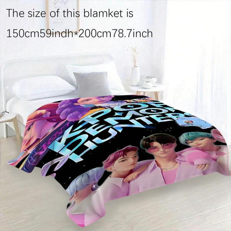 Cartoon Anime Character Blanket, Home Decor Throw, Office Nap Blanket, Sofa Blanket, Best Gift For Friends And Family,Zoey,Mira,Rumi,Huntrix,Sajaboys,Gift For Kids, Gift For Men & Women, K-POP Demon Hunters Merch