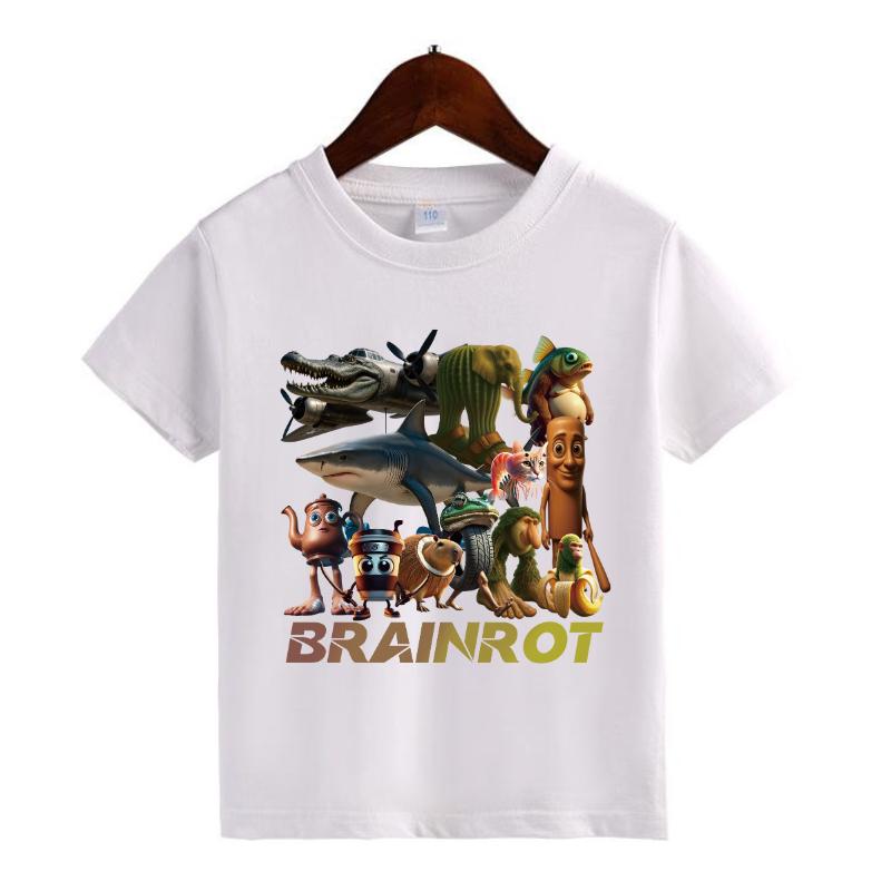 Italian Brainrot Meme Character Hand Drawn for Kids T-Shirt Toddler Boy Funny T-Shirt with Various Designs Including Ballerina Cappuccino and Chimpanzini Bananini