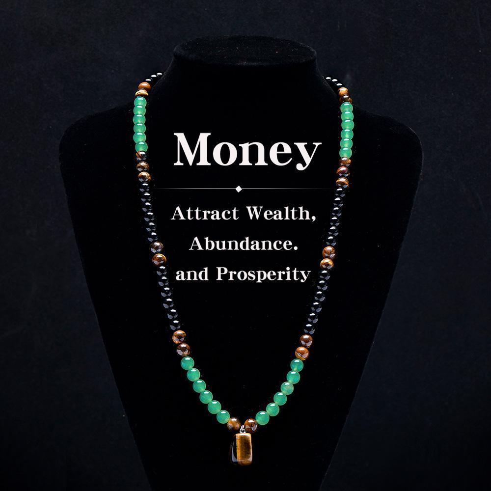 ARPURRAINA Money Attraction Necklace With GreenAventurine & Tiger Eye 