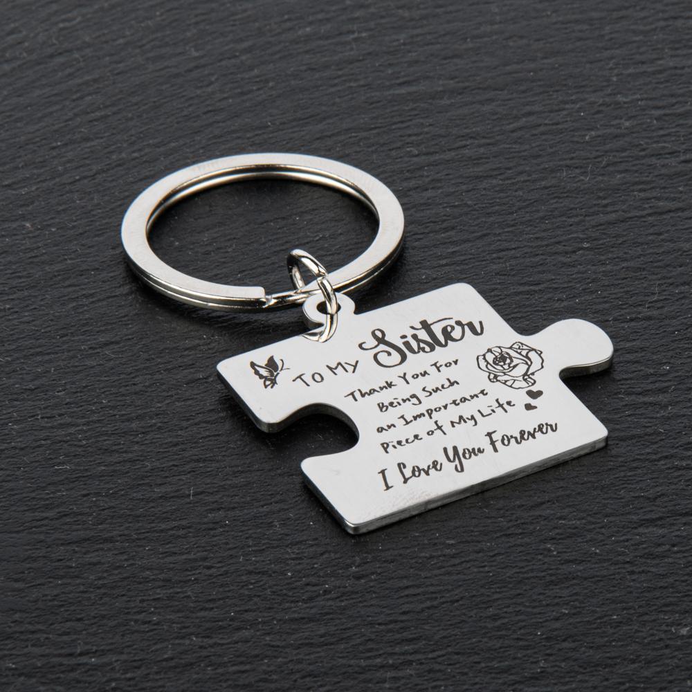 2 Pcs "To My Sister" Stainless Steel Round Keychain - A Heartfelt Gift, Wallet Accessory, Durable, Rust-resistant, Engraved With Message Key Ring, Easy To Attach, Perfect Gift For Siblings, Family, Or Friends