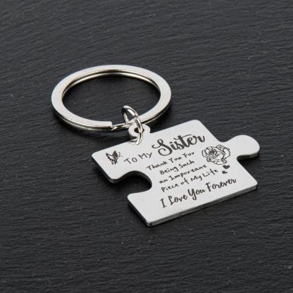 2 Pcs "To My Sister" Stainless Steel Round Keychain - A Heartfelt Gift, Wallet Accessory, Durable, Rust-resistant, Engraved With Message Key Ring, Easy To Attach, Perfect Gift For Siblings, Family, Or Friends