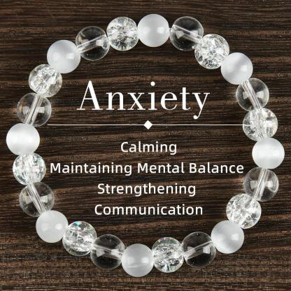 Reduce Stress Relieve Anxiety Handcrafted  Relief Quartz Bracelet Transparent Stone, I Jewelry Gifts, fahlo  bracelet blue bracelet encouragement gift fashion artificial unisex jewelry gift Colorblock Beaded Crystal Bracelet chakra bracelet