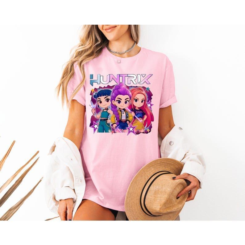 Kpop Demon Hunters Shirt, Huntrix Girl T-Shirt, Kpop idol group Shirt, Mira, Rumi, Joey Shirt,Demon Hunter Merch, Gift for Huntrix fan Shirt Cartoon