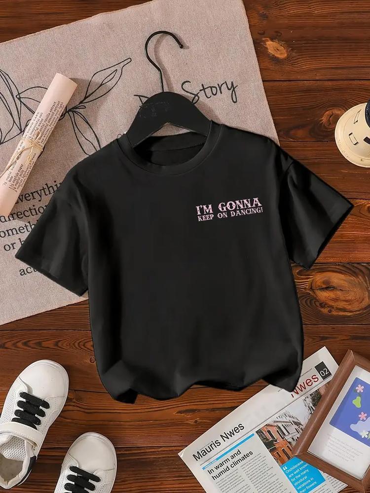 Girls Summer Fashion Cartoon Horse Print Short Sleeve T-Shirt, Casual Outdoor Wear, Comfortable Fit, Perfect for Kids' Daily Use