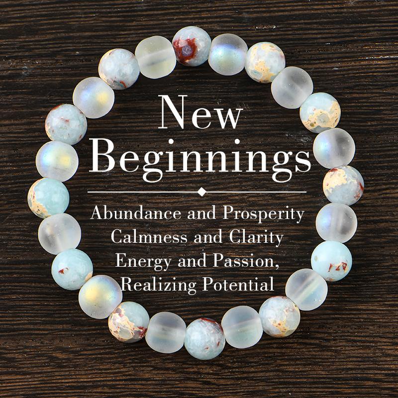 1pc Healing Quartz And Sea Sediment Bead Bracelet, Clarity & Abundance glass  beads pulsera  amatista protection bracelet encouragement gift fashion artificial Colorblock Beaded Crystal Bracelet