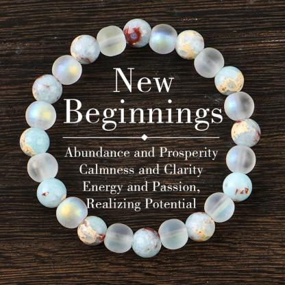 1pc Healing Quartz And Sea Sediment Bead Bracelet, Clarity & Abundance glass  beads pulsera  amatista protection bracelet encouragement gift fashion artificial Colorblock Beaded Crystal Bracelet