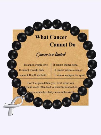 Cancer Survivor Gifts for Men Women, Breast Cancer Awareness Bracelets, Healing Natural Stone Beaded Bracelets, Inspirational Bracelets Gifts for Men Women