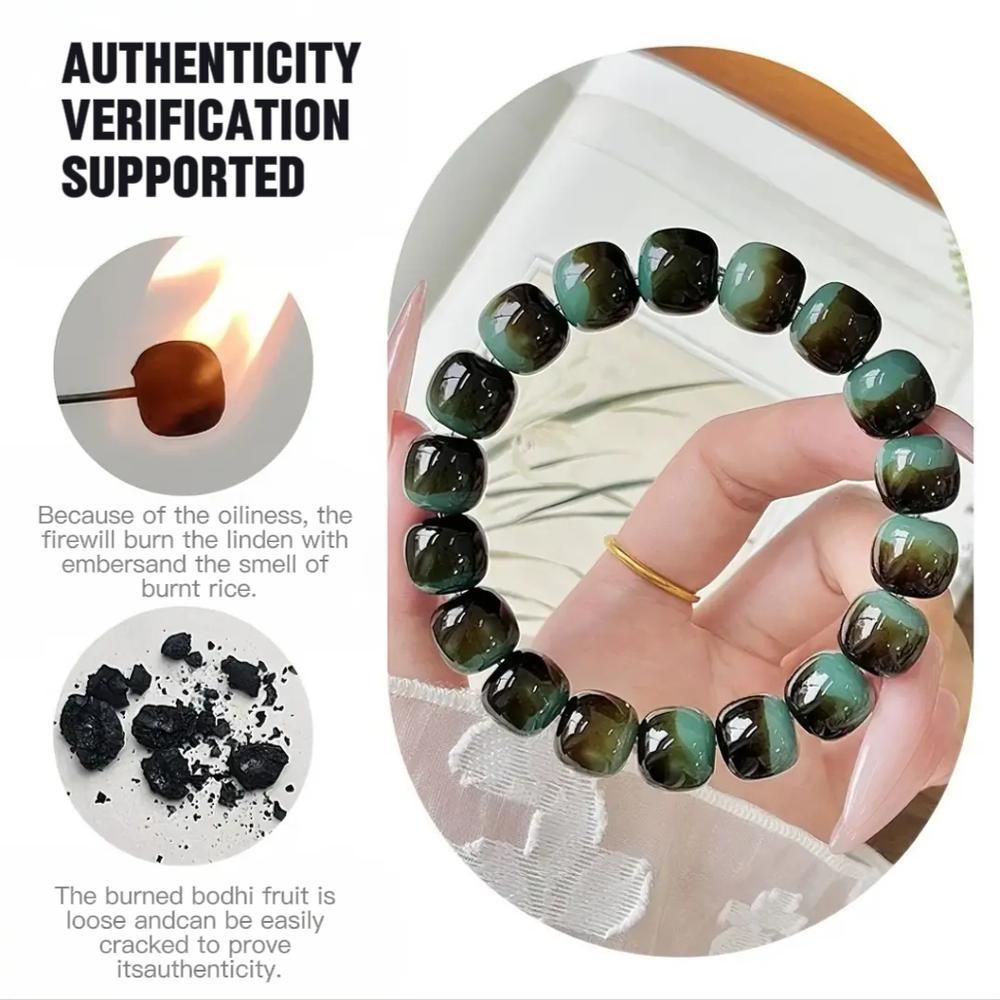 Matcha Chocolate Bodhi Bracelet Handmade Unique Bodhi Seeds Adjustable Meditation Beads Stress Relief Toy for Students Adults Men Women Finger Spinning Perfect Halloween Gift pulsera sanadora playing tour wristband