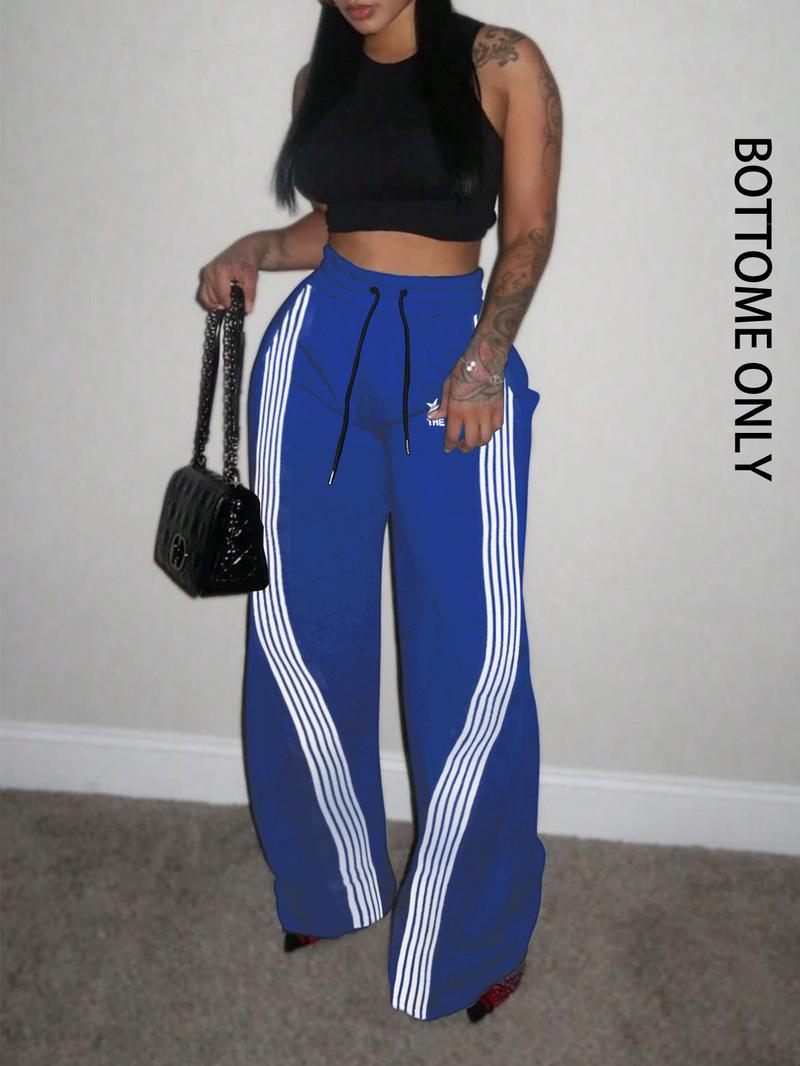 Women's Colorblock Striped Print Drawstring Waist Sweatpants, Comfy, Casual Pocket Pants for Daily Wear, Ladies Bottoms for All Seasons, Casual Fashion Pants