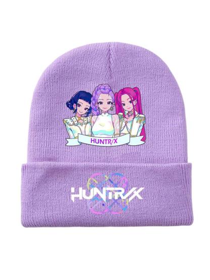 2025 new K-pop "Demon Hunters" girl group print knitted hat, velvet hat, warm hat, suitable for teenagers and adults. The same style as the K-pop "Demon Hunters" product.