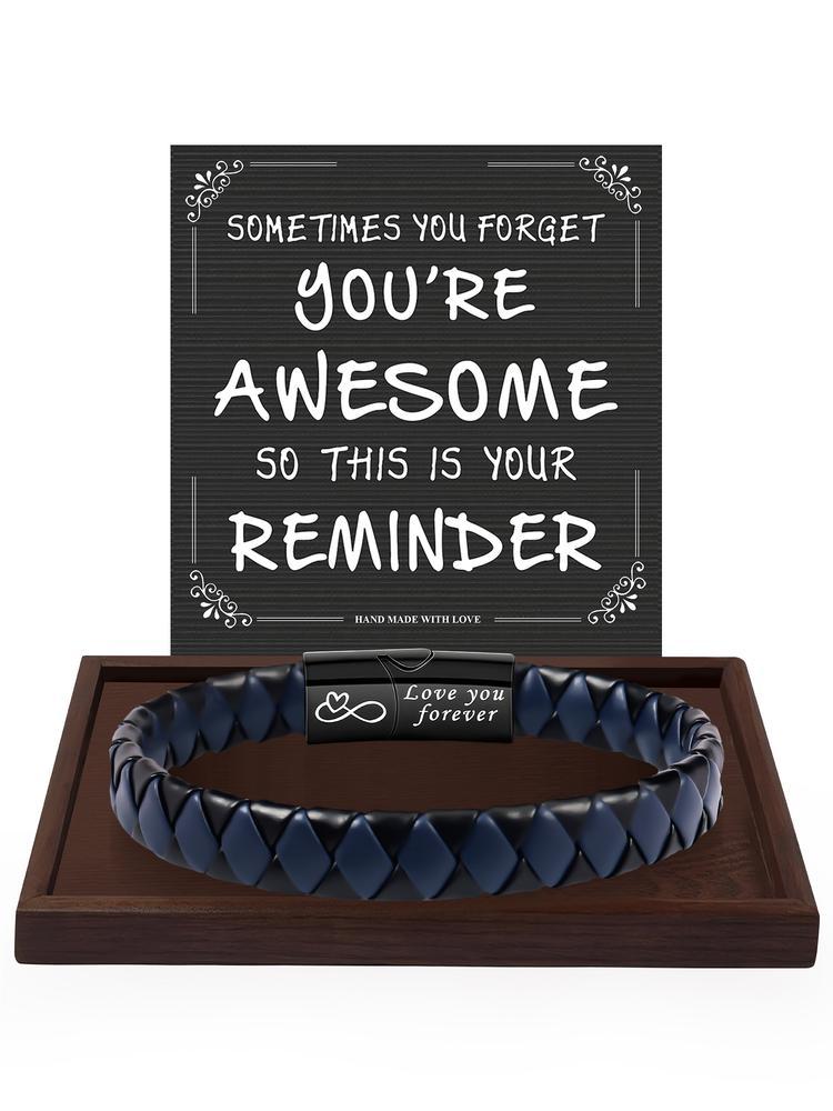 Christmas Gift Ideas for Men, Birthday Presents for Son Dad Nephew Friend, Artificial Leather Bracelet for Him, All-Season Accessory