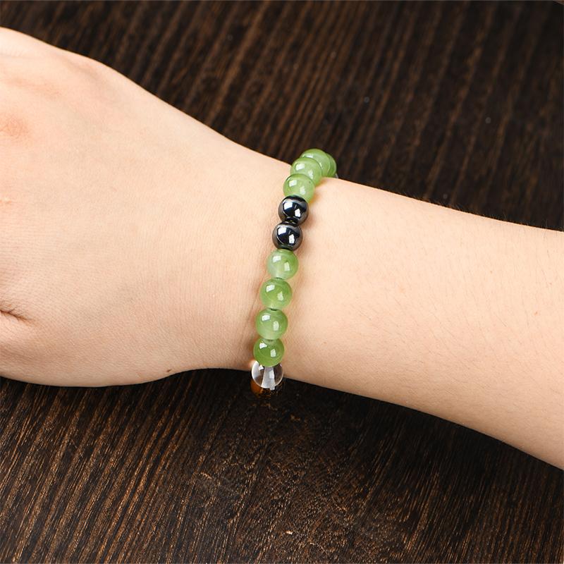 Crystal Bracelet 8mm Natural Tiger's Eye Stone Handmade Beads Unity Protection Encouragement Gift for Women Men Fashionable Colorblock Beaded Elastic 15-20cm