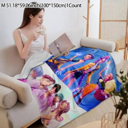 K-Pop Demon Hunter Anime Blanket, Soft Flannel Throw For Bed Sofa Camping Office, Perfect Gift For Fans & Manga Lovers, Man Women Gift