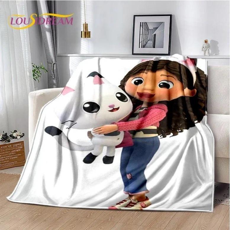 Cartoon Cute Gabbys Dollhouse Girl Soft Blankets,Keep Warm Throw Blanket Comfortable Blanket For Picnic Beds Sofa Home BedroomFlannel BlanketGift For Men & Women, Gift For Kids, Birthday Gift,Christmas,Halloween Blanket