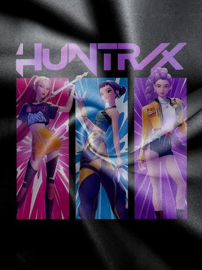 Girls Kpop Demon Hunters Hoodie, Casual Fall Winter Sportswear, Fitted Random Print Design, Durable Outdoor Activities, Christmas Gift