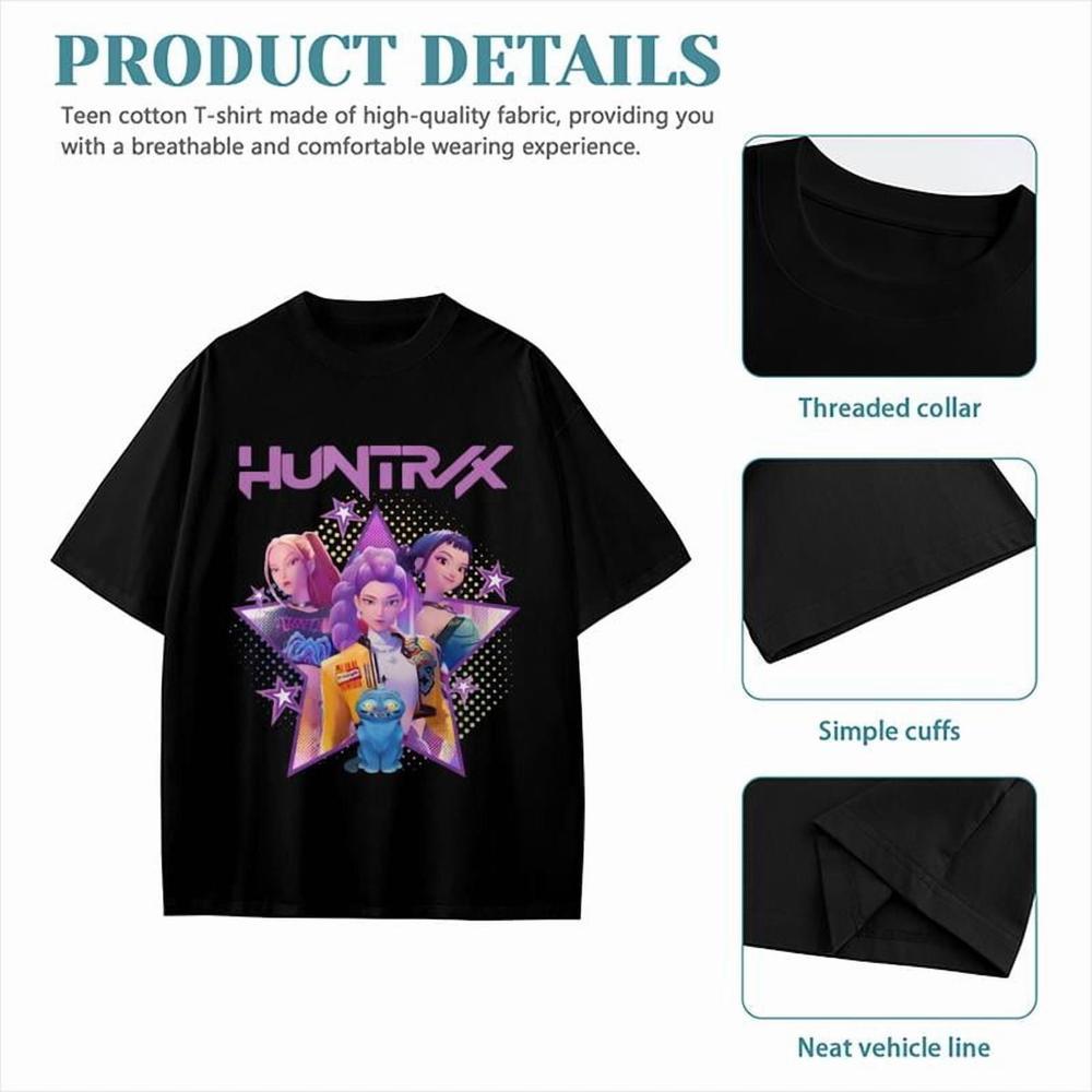 KIDS Hunt-rix K-Pop Demon Hunters Sa-ja Boy Shirt T-Shirts Short Sleeve for Girls Boys,Unisex Kids Graphic Tshirt Tees Tops,Y2K Shirts Kpop Fan Merch Gift,Casual Soft Breathable Lightweight Tee Shirt