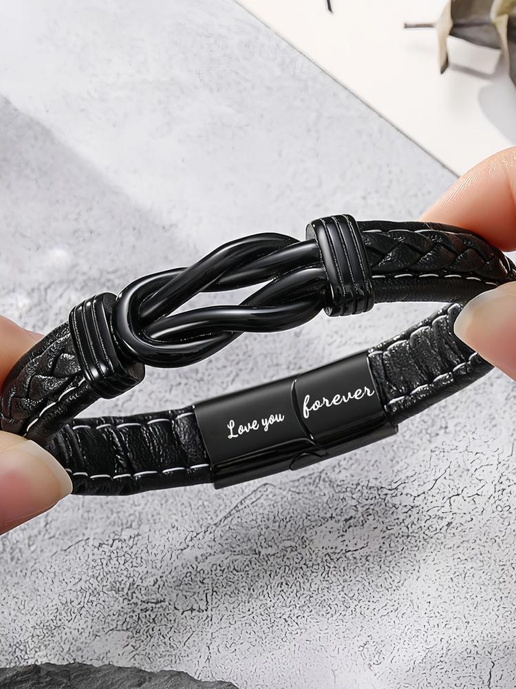 Leather Bracelet for Nephew, Braid Design, Artificial Leather Chain, Casual Style, All-Season Wear, Perfect Christmas & Birthday Gift, Handmade Jewelry