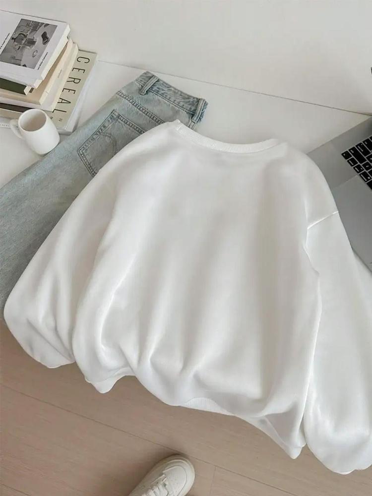 Girls' Spring & Fall Casual Fashion Kpop Falcon Girl Group Print Sweatshirt, Round Neck Long Sleeve Comfortable Basic Top