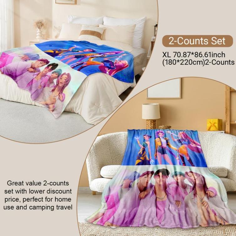 K-Pop Demon Hunter Anime Blanket, Soft Flannel Throw For Bed Sofa Camping Office, Perfect Gift For Fans & Manga Lovers, Man Women Gift
