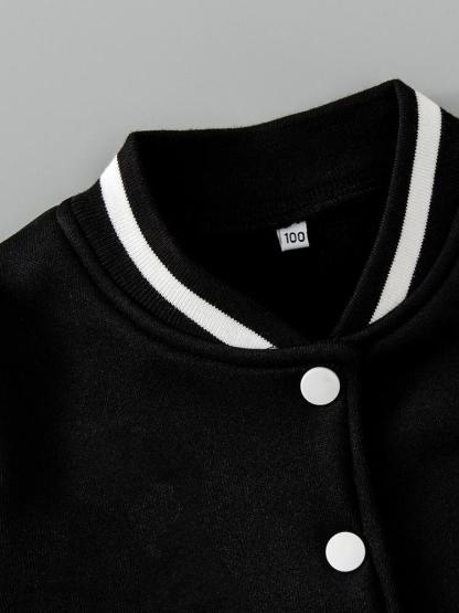 Boys' Spring & Fall Cartoon Bear Print Jacket, Comfortable Casual Sports Outerwear, Fitted Style, Moderate Fabric Thickness