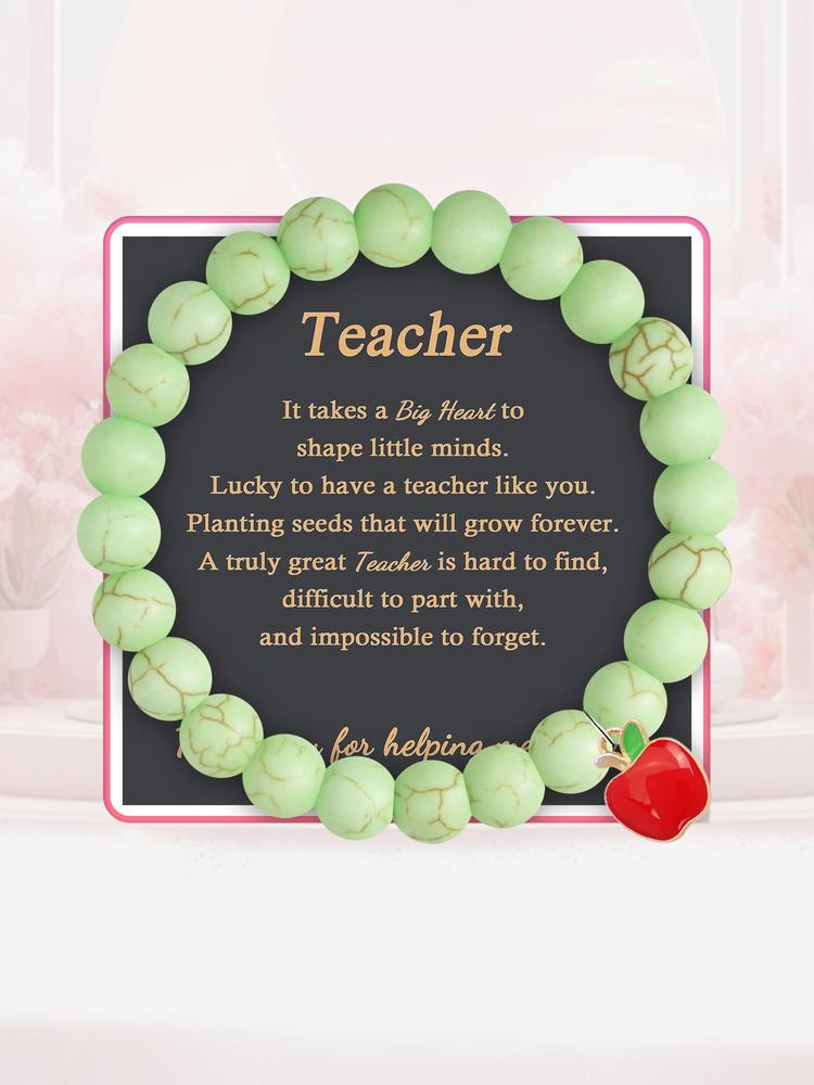 Teacher's Day Gift, Red Apple Bracelet Gift for Teacher, Thank You Gift for Teacher, Christmas Gift for Teacher