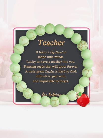 Teacher's Day Gift, Red Apple Bracelet Gift for Teacher, Thank You Gift for Teacher, Christmas Gift for Teacher