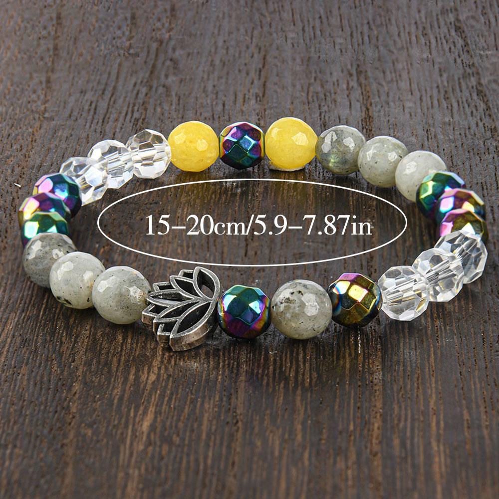 Natural Stone Bracelet  - Sparkling Artificial Crystal Jewelry , Meditation Yoga Lotus Jewelry Gift unity  bracelet pulsera  amatista beaded  jewelry protection bracelet fashion artificial Colorblock Beaded Crystal Bracelet chakra bracelet