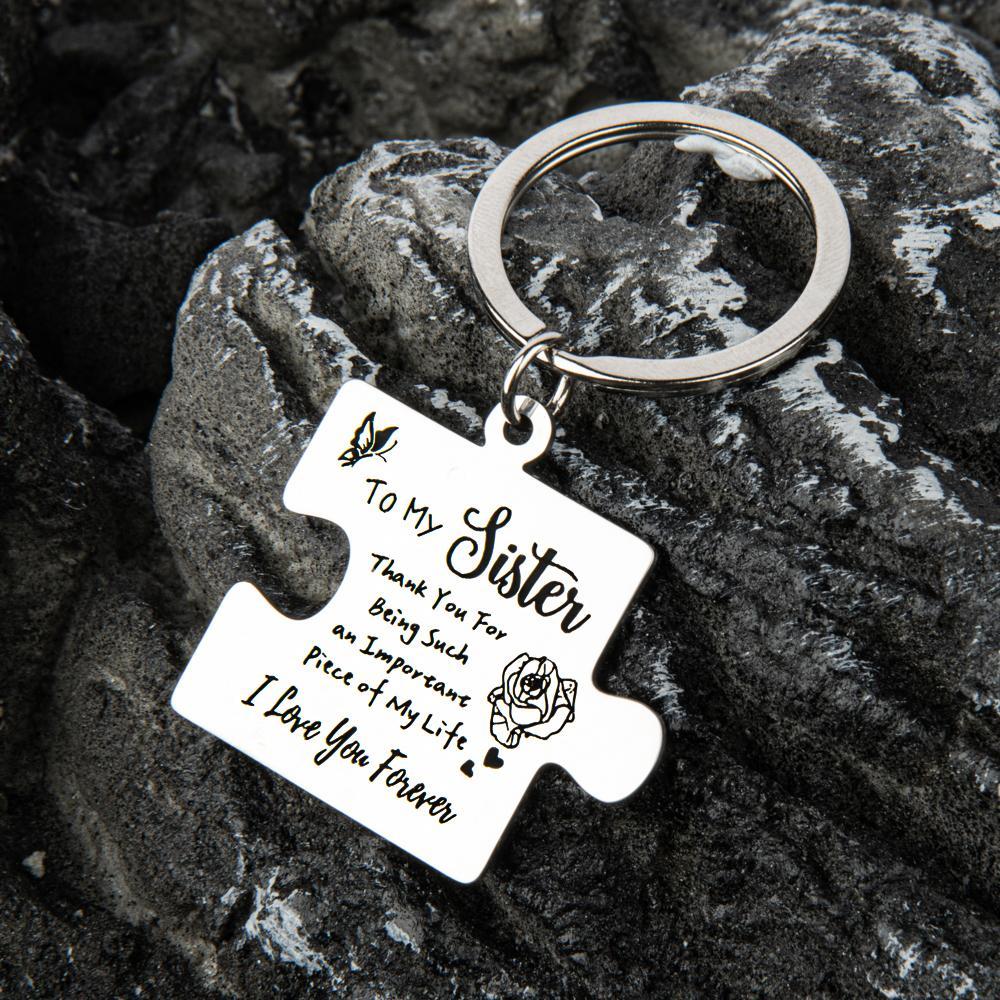 2 Pcs "To My Sister" Stainless Steel Round Keychain - A Heartfelt Gift, Wallet Accessory, Durable, Rust-resistant, Engraved With Message Key Ring, Easy To Attach, Perfect Gift For Siblings, Family, Or Friends