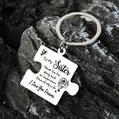 2 Pcs "To My Sister" Stainless Steel Round Keychain - A Heartfelt Gift, Wallet Accessory, Durable, Rust-resistant, Engraved With Message Key Ring, Easy To Attach, Perfect Gift For Siblings, Family, Or Friends