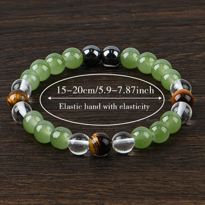 Crystal Bracelet 8mm Natural Tiger's Eye Stone Handmade Beads Unity Protection Encouragement Gift for Women Men Fashionable Colorblock Beaded Elastic 15-20cm