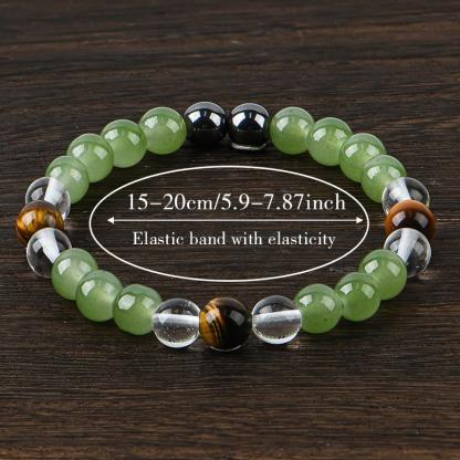 Crystal Bracelet 8mm Natural Tiger's Eye Stone Handmade Beads Unity Protection Encouragement Gift for Women Men Fashionable Colorblock Beaded Elastic 15-20cm