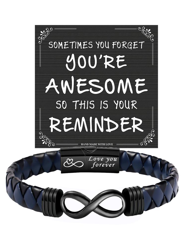 Christmas Gift Ideas for Men, Birthday Presents for Son Dad Nephew Friend, Artificial Leather Bracelet for Him, All-Season Accessory