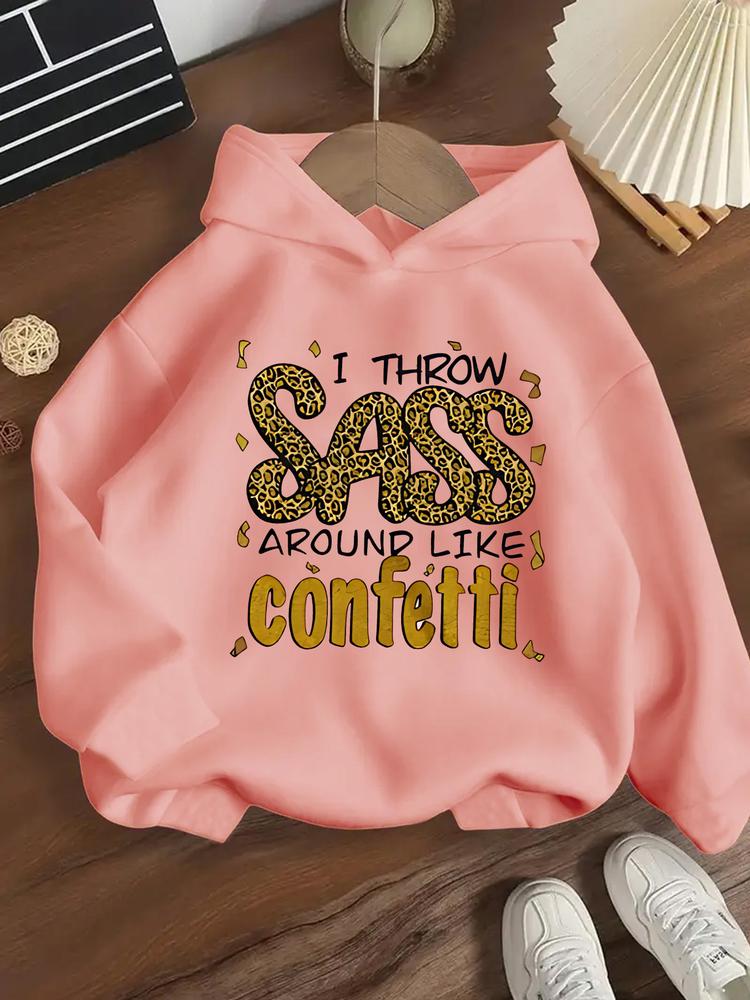 Girls' Leopard Print Hoodie Sweatshirt, Casual Fitted Long Sleeve Pullover, Spring & Fall Fashion, Comfortable Kids Clothing