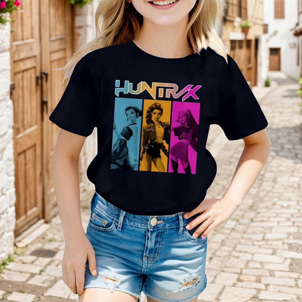 Huntrix Girls T-Shirt , Demon Hunters,Vintage Huntrix Shirt, Huntrix Fan Shirt Gift, Rumi Zoey Mira Graphic Shirt, Huntrix 6-7 Years