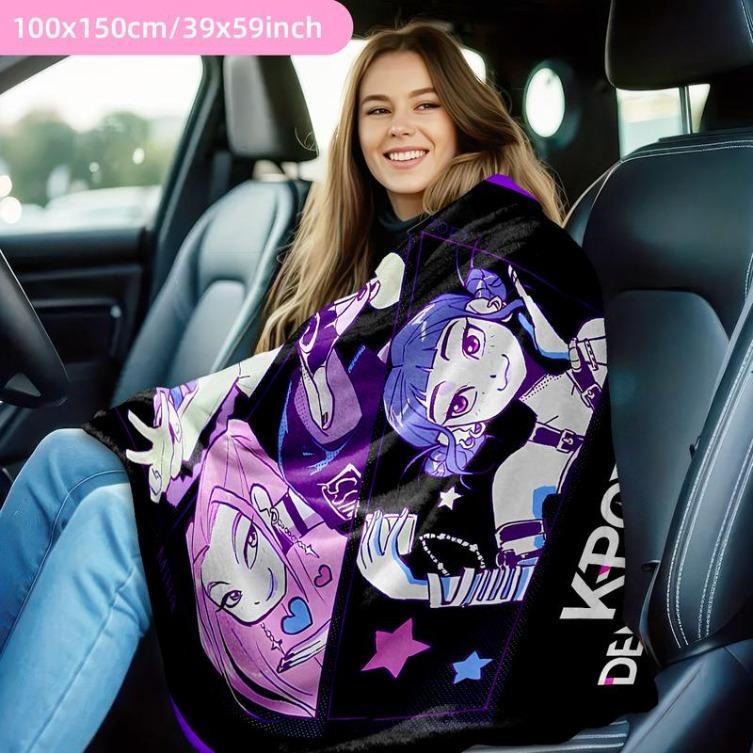 K-Pop Demon Hunter Anime Poster Blanket, Soft Flannel Shawl, Design, Home Office Camping Sofa Bed Cover, Netflix Fan Gift, Man Women Gift