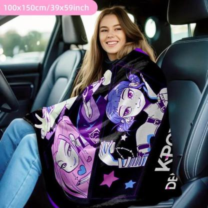 K-Pop Demon Hunter Anime Poster Blanket, Soft Flannel Shawl, Design, Home Office Camping Sofa Bed Cover, Netflix Fan Gift, Man Women Gift
