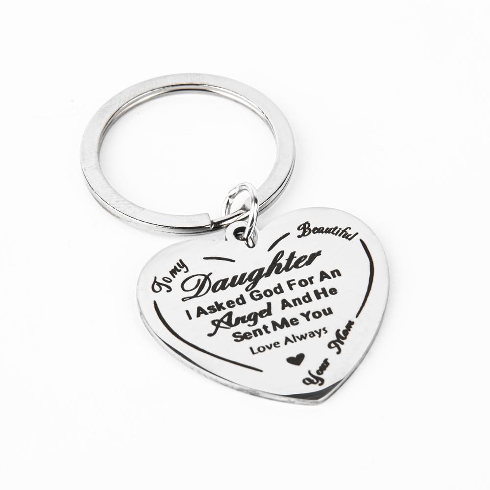 2 pcs Stainless Steel Keychain Key Rings With 'To My Daughter', Perfect Gift For New Year, Christmas Gift, Perfect Gift For Loved Ones Charm Blessing Angel