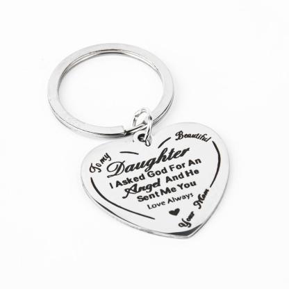 2 pcs Stainless Steel Keychain Key Rings With 'To My Daughter', Perfect Gift For New Year, Christmas Gift, Perfect Gift For Loved Ones Charm Blessing Angel