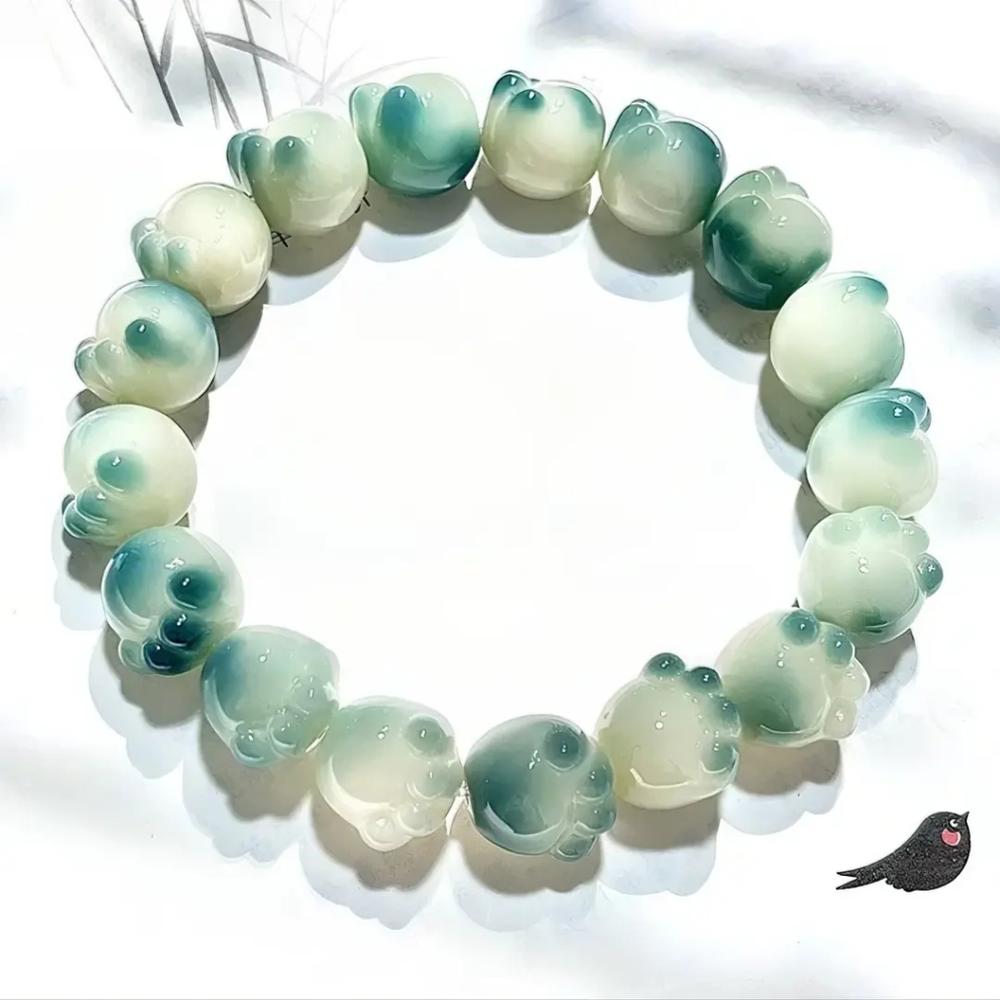 Green Cat’s Paw | Bodhi Beads Bracelet for Anxiety Relief  Natural Wood Meditation Beads for Stress Yoga Prayer Beads Spiritual Jewelry Gift for Women Insomnia Relief Handmade Buddhist Mala Beads Spiritual Gift