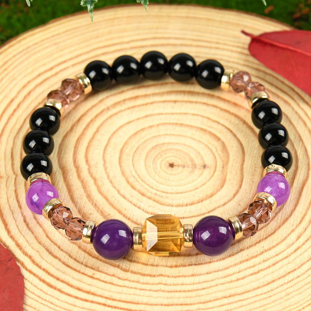 ARPURRAINA Money Attraction Prosperity & Wealth Beaded Bracelet 5.9-7.87" Citrine Stones Empathy Protection Elegant Minimalist Trendy Stack Bangle birthday gift