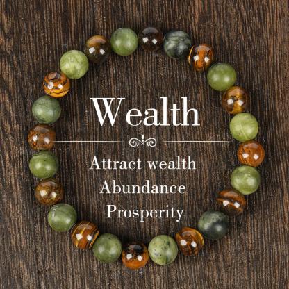 Tiger Eye Stone Bracelet Attracts Wealth, Stretchable Money Attraction Bracelet- Unisex Jewelry Gift glass  beads pulsera  amatista unity  bracelet protection bracelet encouragement gift fashion artificial Colorblock Beaded Crystal Bracelet