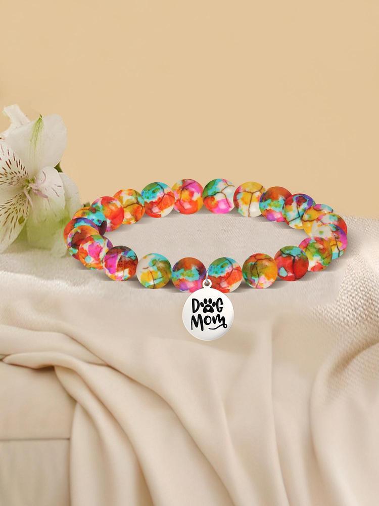 1PC Dog Mom Gift for Women, Exquisite Dog Mother Pendant Bracelet & Blessing Card Gift for Dog Lovers and Daughter, Adorable Engraving Perfect Gift for Dog Lovers, Christmas, Mother's Day Birthday Ideal Perfect Gifts