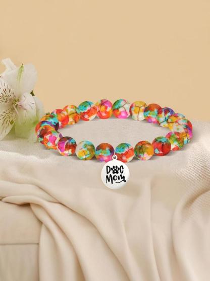 1PC Dog Mom Gift for Women, Exquisite Dog Mother Pendant Bracelet & Blessing Card Gift for Dog Lovers and Daughter, Adorable Engraving Perfect Gift for Dog Lovers, Christmas, Mother's Day Birthday Ideal Perfect Gifts