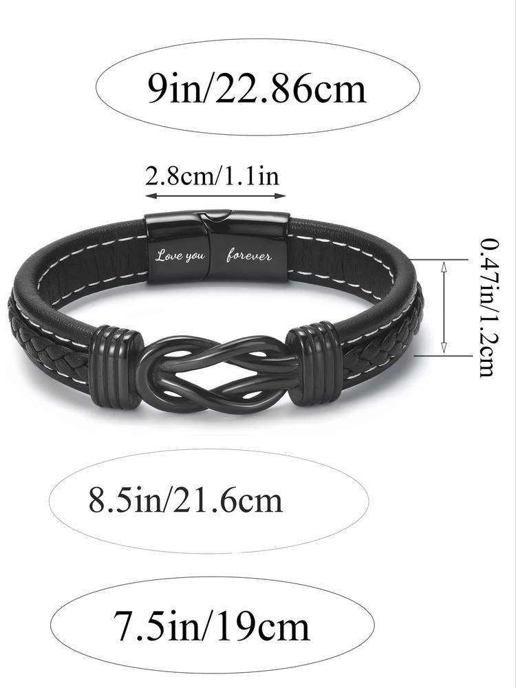 Leather Bracelet for Nephew, Braid Design, Artificial Leather Chain, Casual Style, All-Season Wear, Perfect Christmas & Birthday Gift, Handmade Jewelry