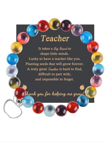 1PC Teacher's Day Gift Bracelet for Men and Women, Perfect Valentine's Jewelry with Adjustable Beads, Includes Gift Message Card for Thoughtful Teacher Gift Ideas