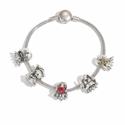 Halloween Ghost Grim Reaper Bracelet Niche Dark Metal Punk Unisex Student Accessory with Skull Charms and Colorful Beads